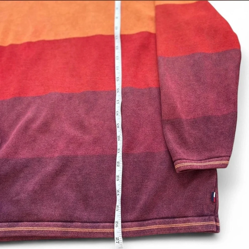 Vintage y2k Heritage Tommy Hilfiger Knit Color-block Spell-out Cotton Sweater Lg - Picture 8 of 9